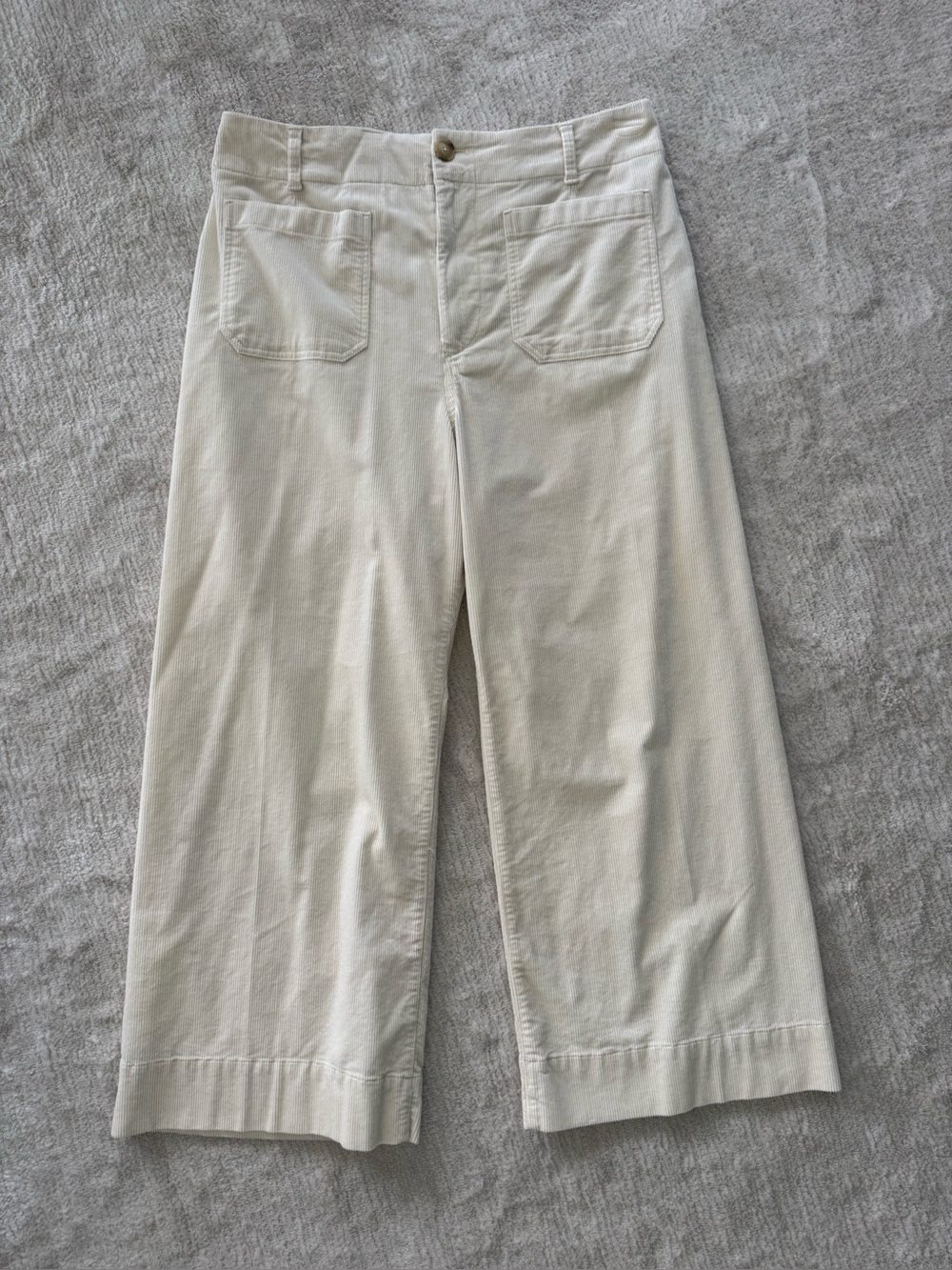 Anthropologie Maeve Colette Cream High Rise Cropped Corduroy Pants Size 33 - Picture 4 of 7
